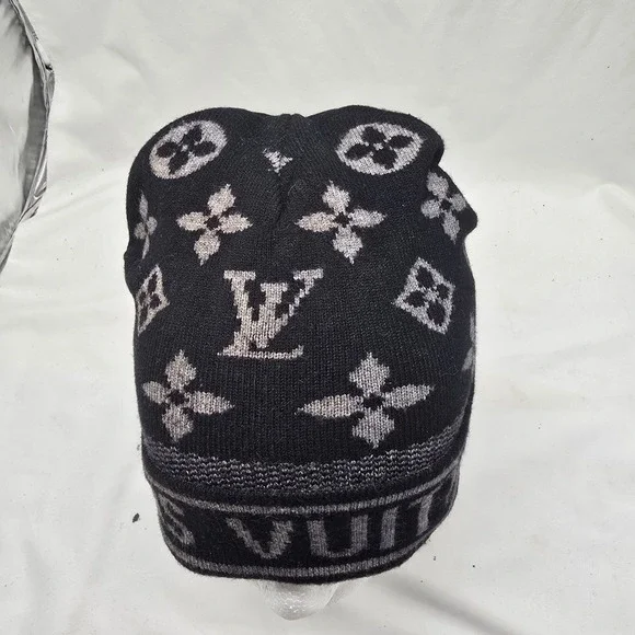 Louis Vuitton Beanie Skull Cap Knit Black Winter Monogram Luxury Designer Mens - Picture 3 of 8
